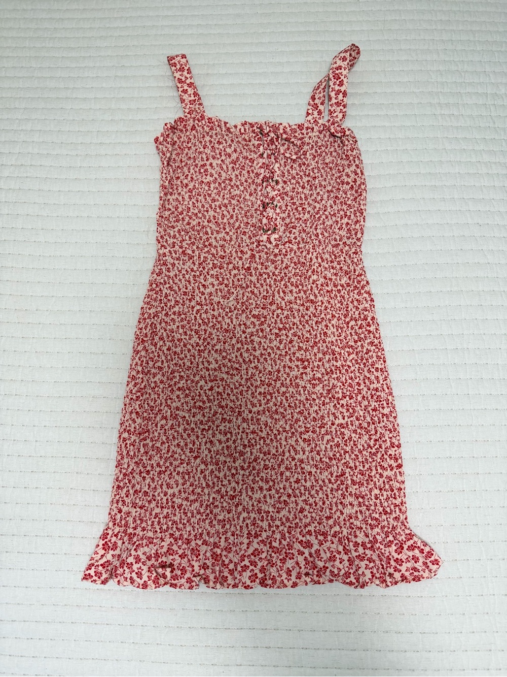 bailey blue Red Floral Smocked Sundress